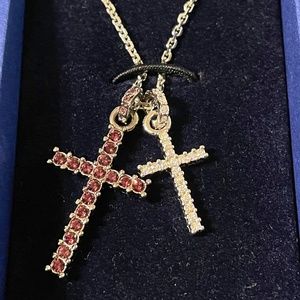 Swarovski Horizon Cross Pendant CRY/Fush/RHS 15"